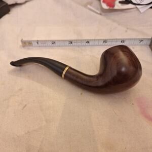 Handcrafted Wooden Tobacco Smoking Pipe. Polished Brown Finish. Unsmoked